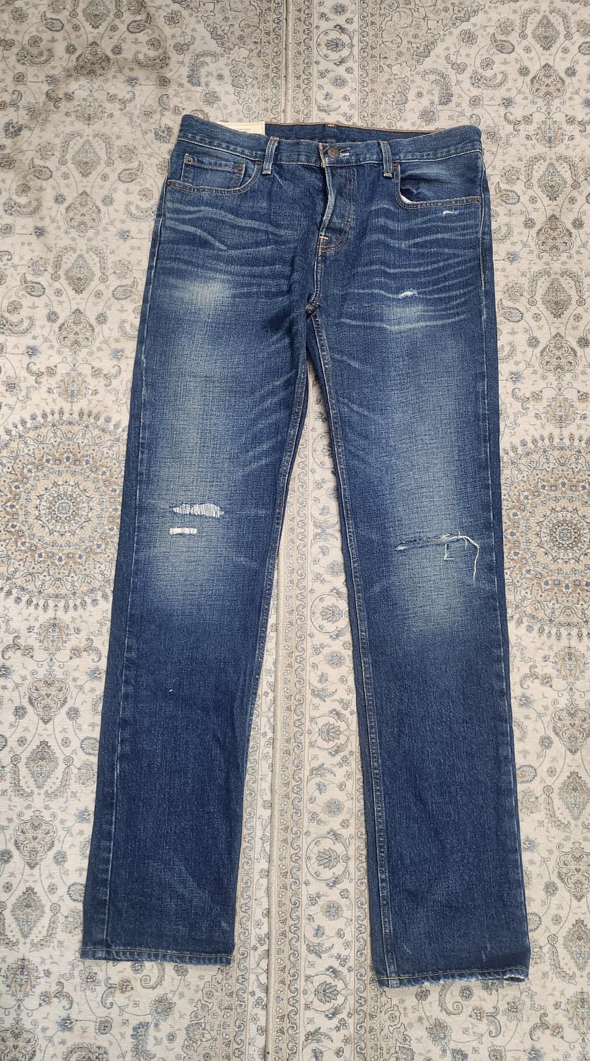 홀리스터 데미지 단추 플라이 데님팬츠 33X34 사이즈 상품이미지1