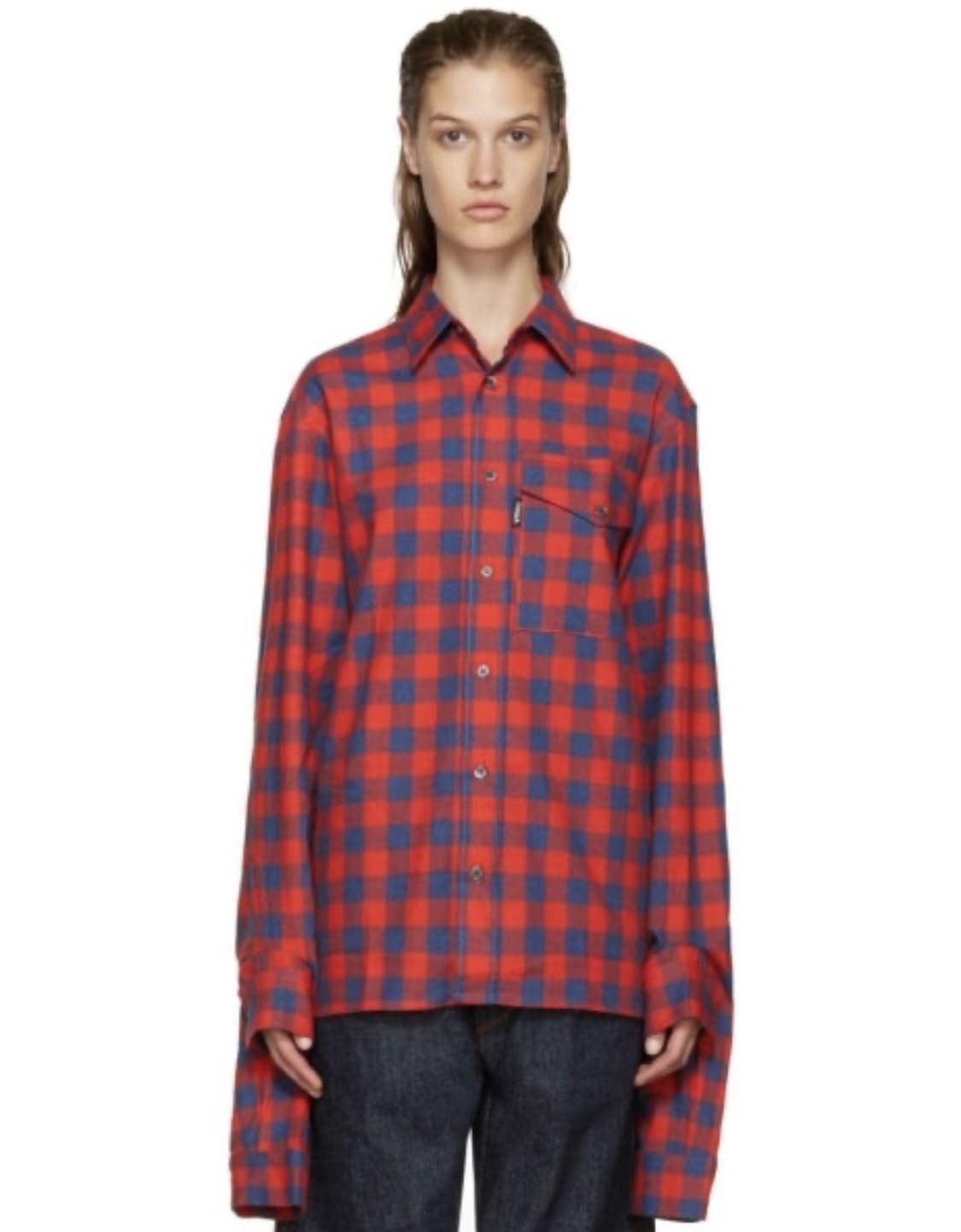 고샤 이중커프 체크셔츠.  상품이미지1