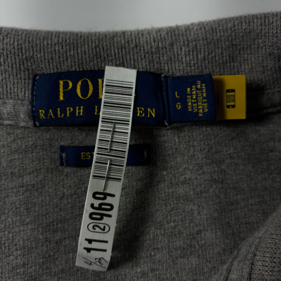 Polo  폴로 랄프로렌 신형 자수 코튼 그레이 반집업 니트  상품이미지5