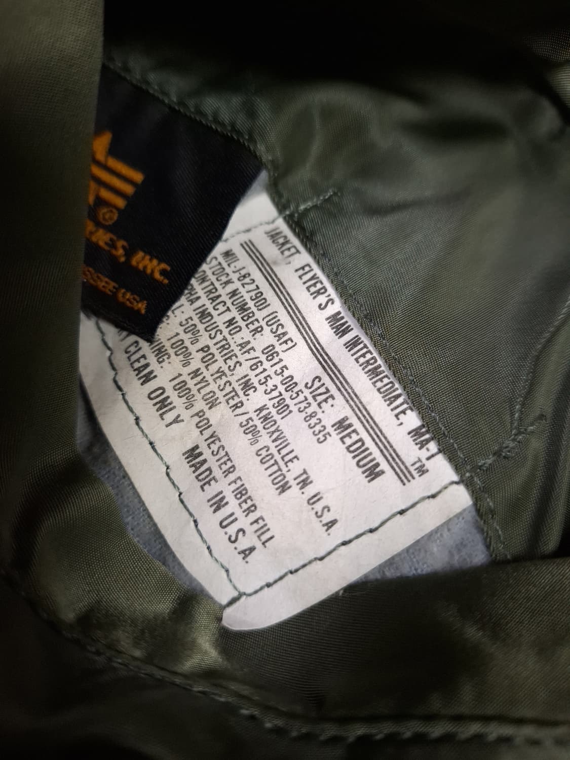 오리지날 미국제조 알파사 미공군 민수용 MA-1 항공점퍼 상품이미지4