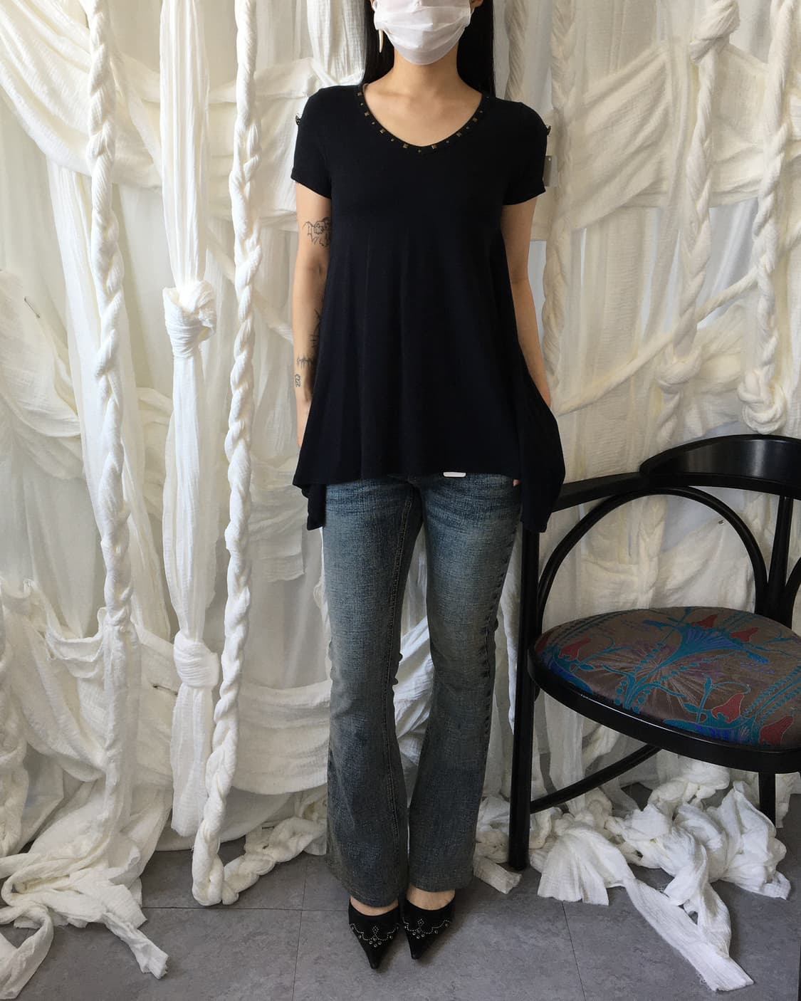 Stud point unbalanced t shirt 상품이미지5