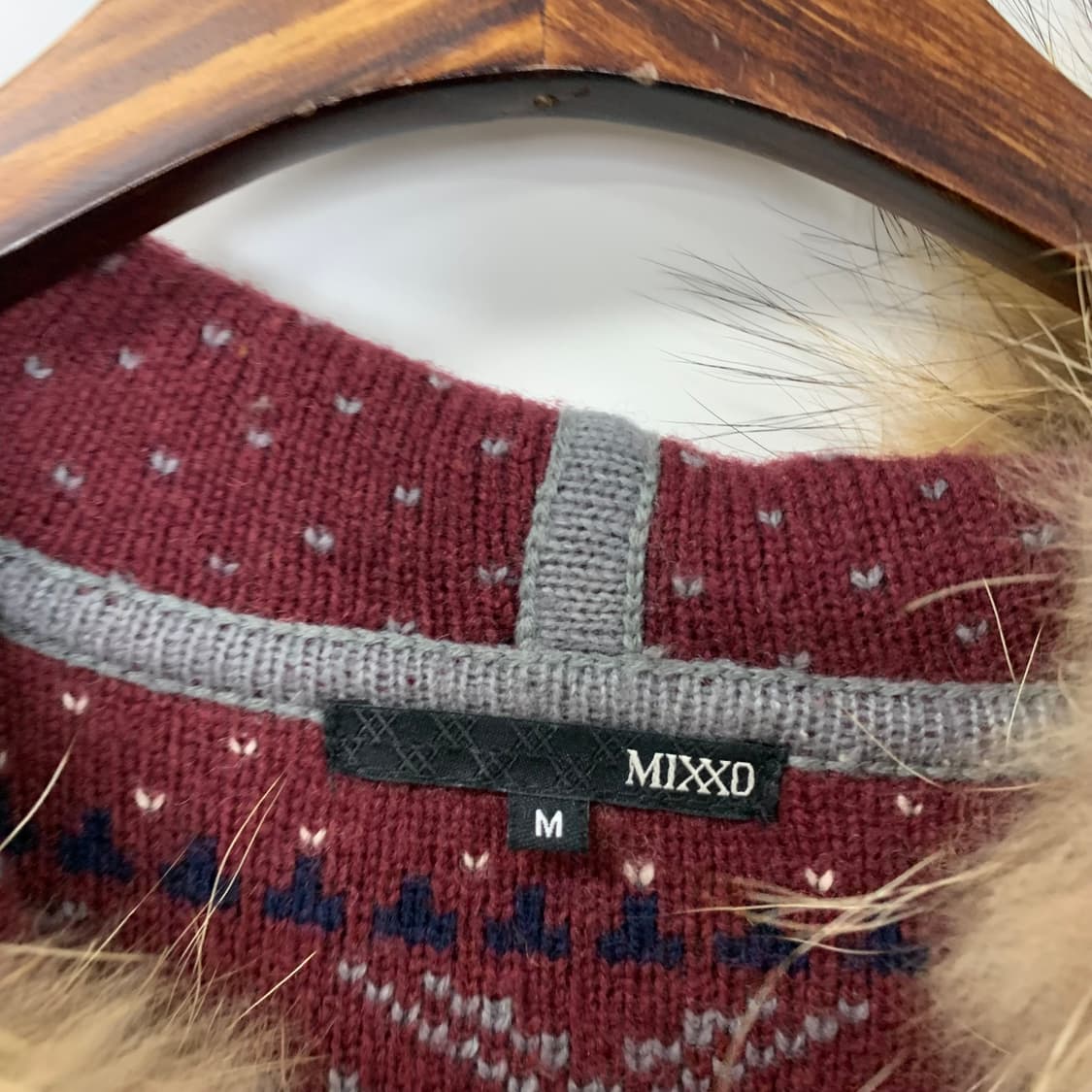 Vintage 모리걸 노르딕 울프죠 니트 후드집업 상품이미지7