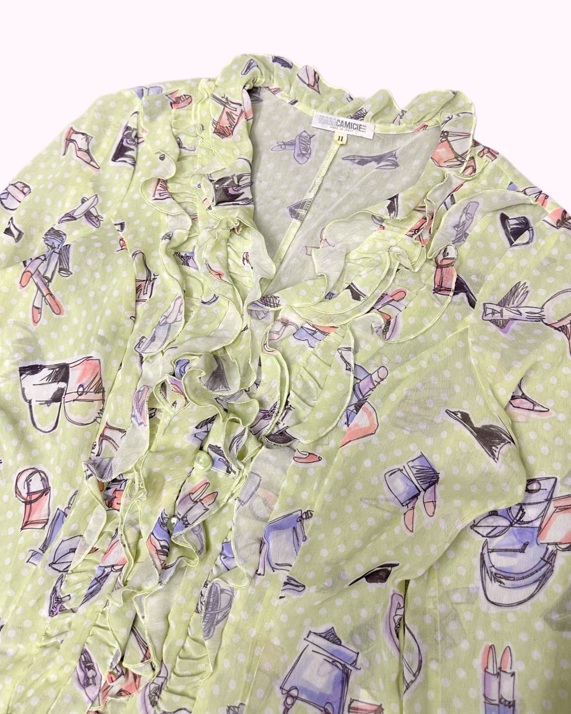 kitsch pattern green blouse 상품이미지2