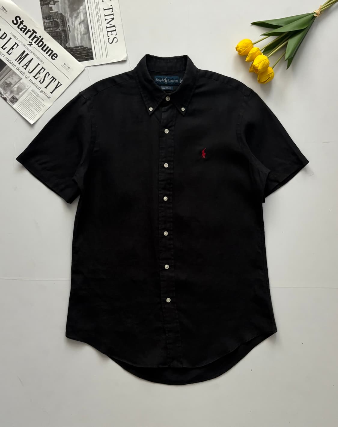 Polo 폴로랄프로렌 블랙 린넨 반팔 셔츠 상품이미지2