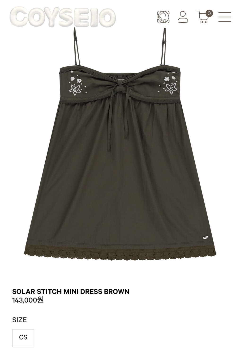 Coyseio Solar Stitch Mini Dress Brown 상품이미지1