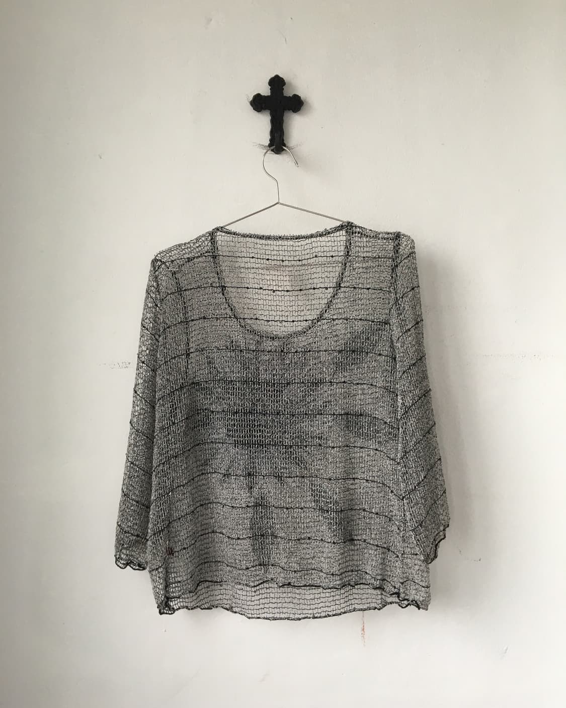 Patch point see through top 상품이미지3