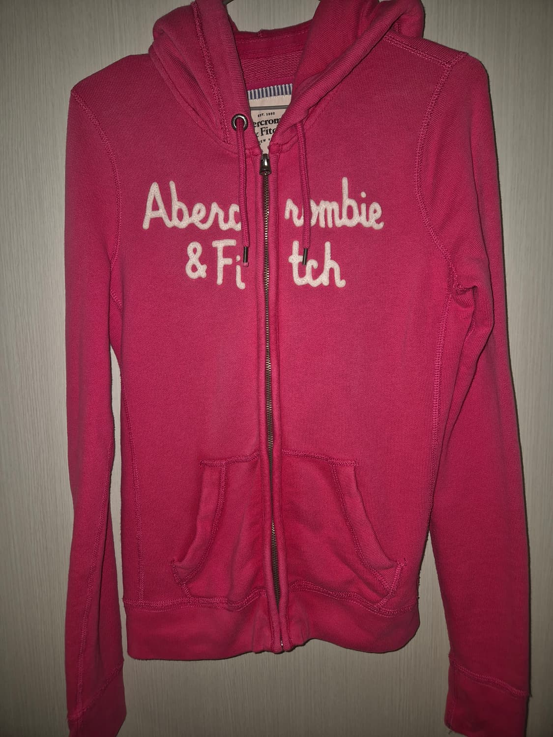아베크롬비 y2k 핫핑크 붙는핏 후드집업 M 상품이미지2