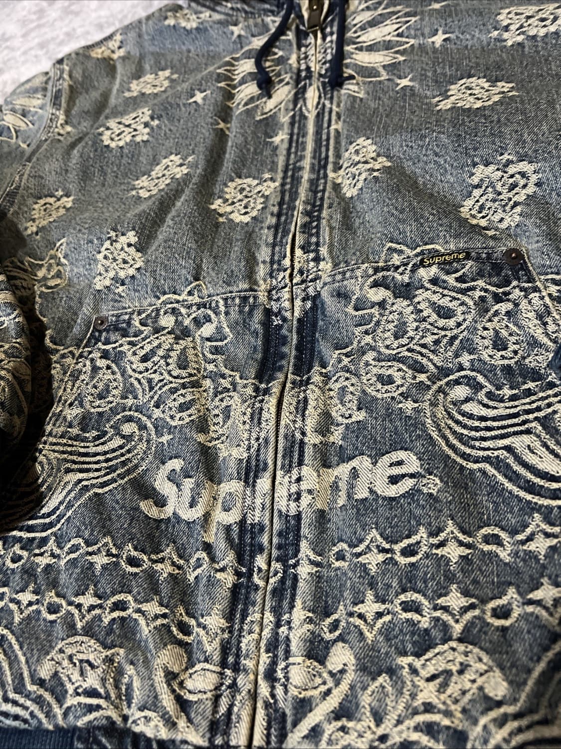 슈프림 반다나 자카드 데님 후드집업 워크 자켓 상품이미지2