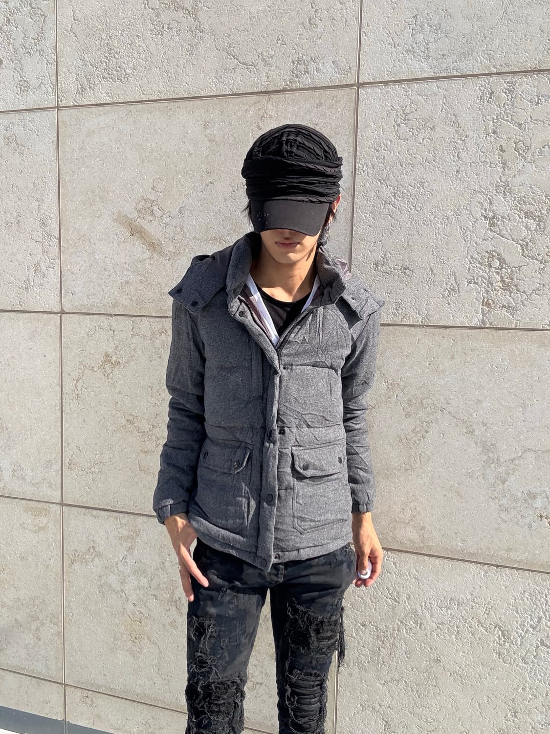 “Vintage”Y2K Mood Grey Hoodie Padding 상품이미지8