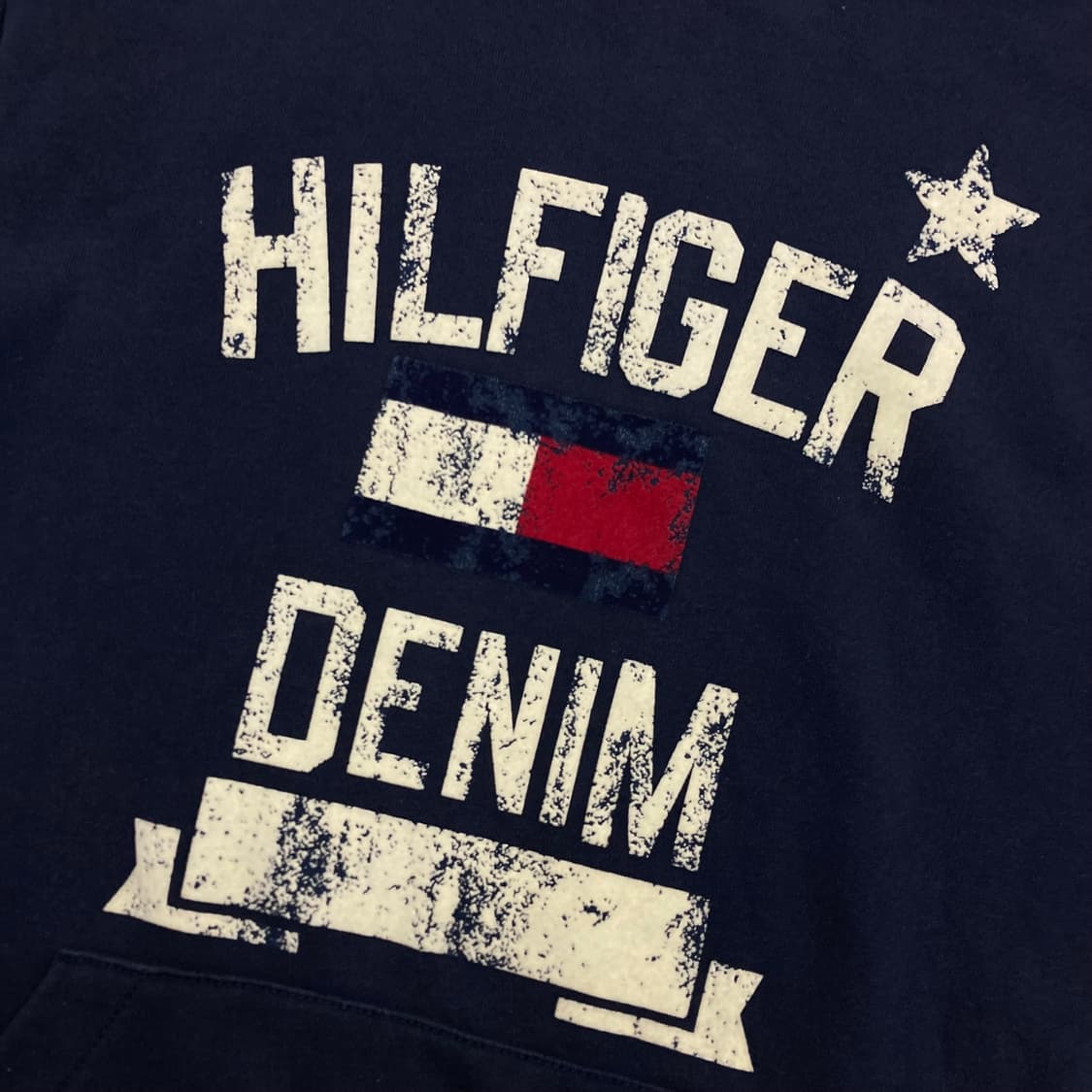 타미힐피거 네이비 컬러 빅로고 후드티 상품이미지2