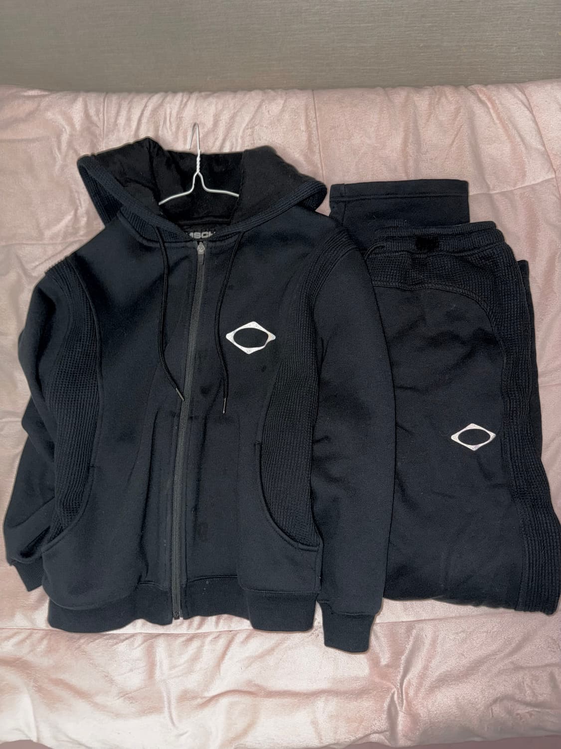 미스치프 트레이닝세트 후드집업&와이드팬츠 와플블랙오호스 상품이미지1