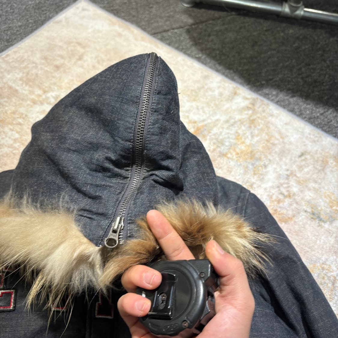 에비수 빈티지 데님 퍼 후드 자켓 상품이미지7