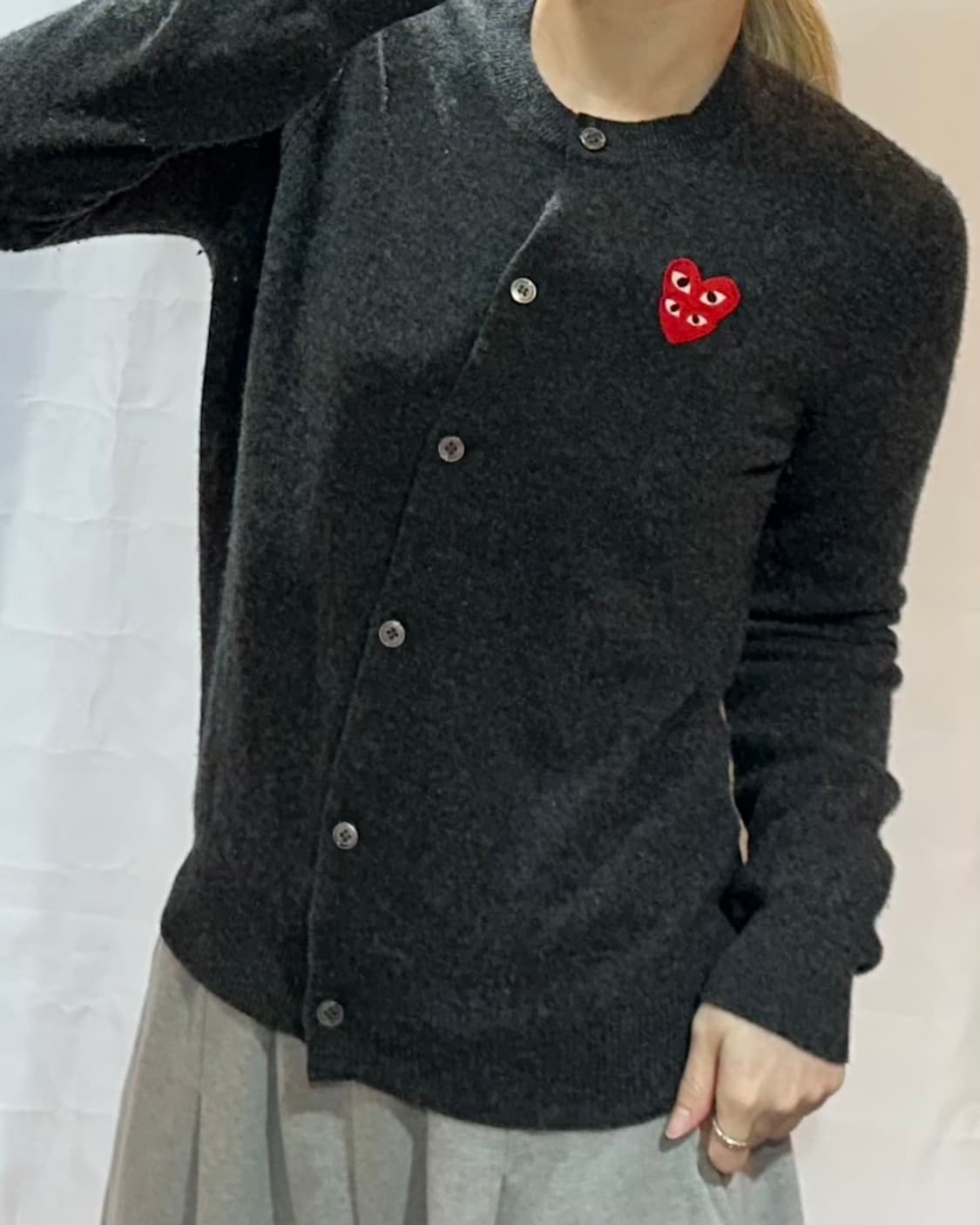 꼼데가르송 여성용 더블 레드와펜 울 가디건 상품이미지1