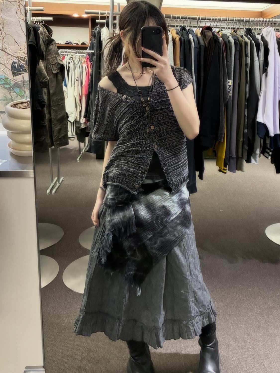 M)Japanese vintage 여성 레이스 디테일 차콜 나시 상품이미지6