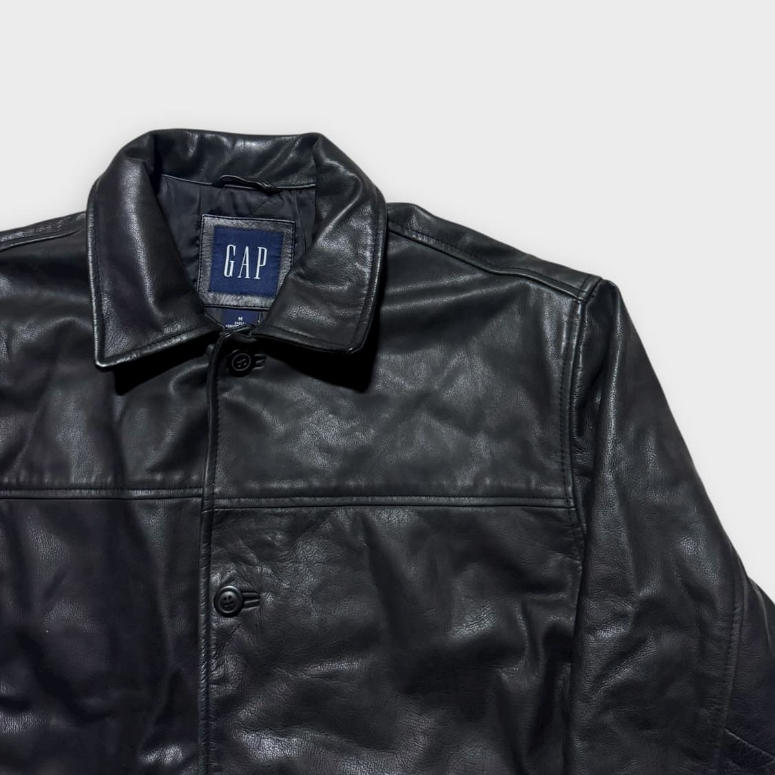90s 올드갭 카코트 블랙 레더 코트 M  상품이미지2
