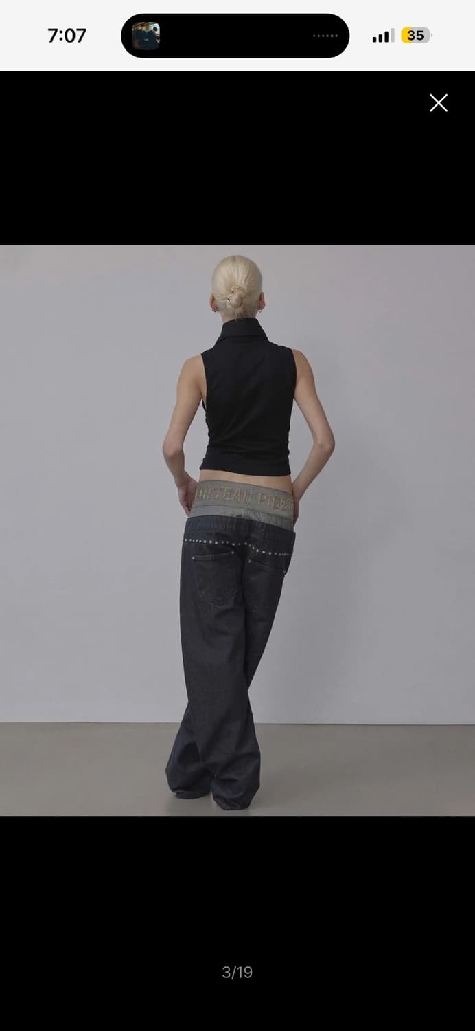 스컬프터) Beaded Layered Denim Pants 그레이 상품이미지2