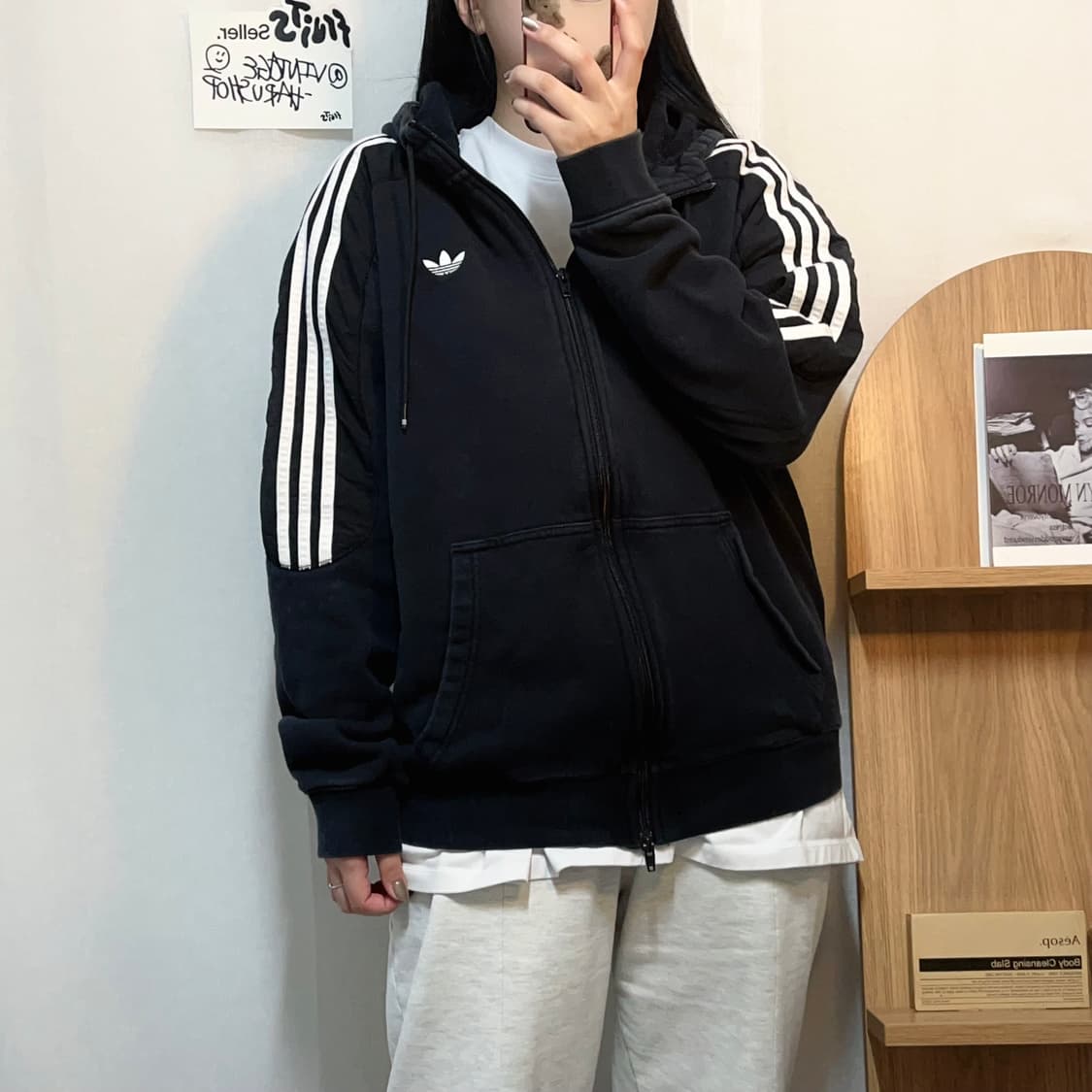 [정품] 아디다스 블랙 트레포일 투웨이 후집 [ 2XL ] 상품이미지3