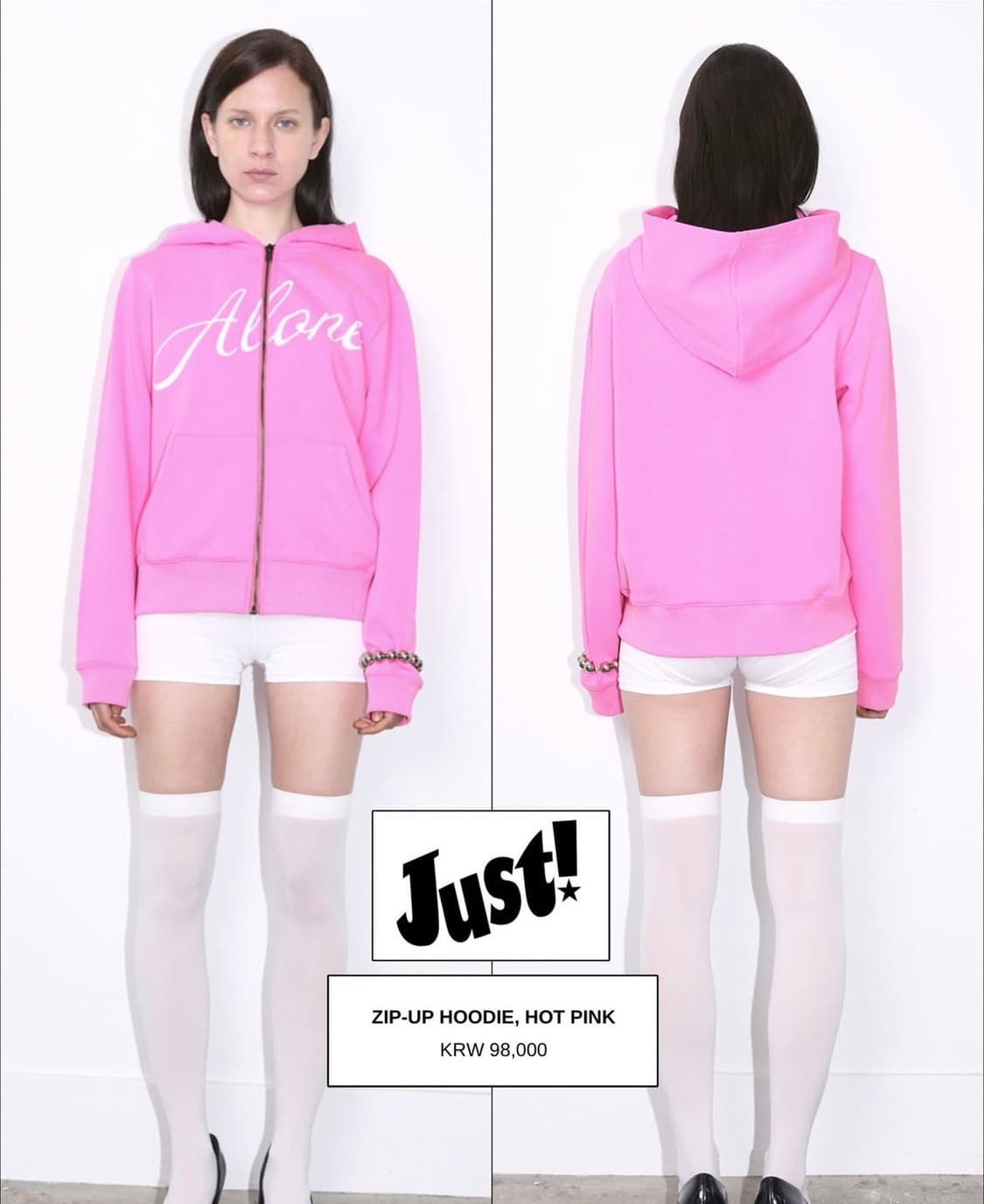 just haus 저스트 하우스 핫핑크 후드 집업 상품이미지2