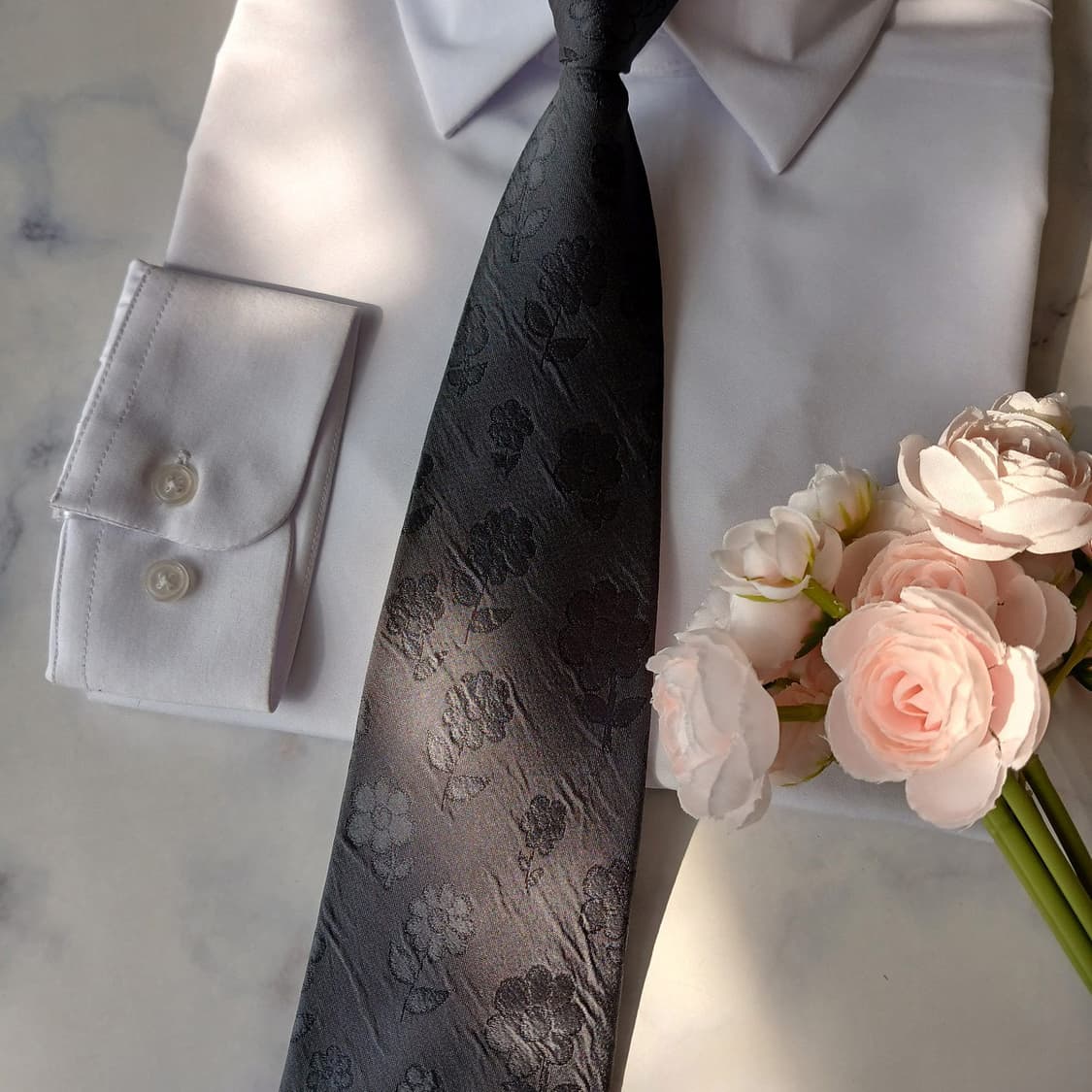 아쿠아스큐텀 실크 플라워 자카드 넥타이 9.7cm A+등급 A19831 상품이미지5