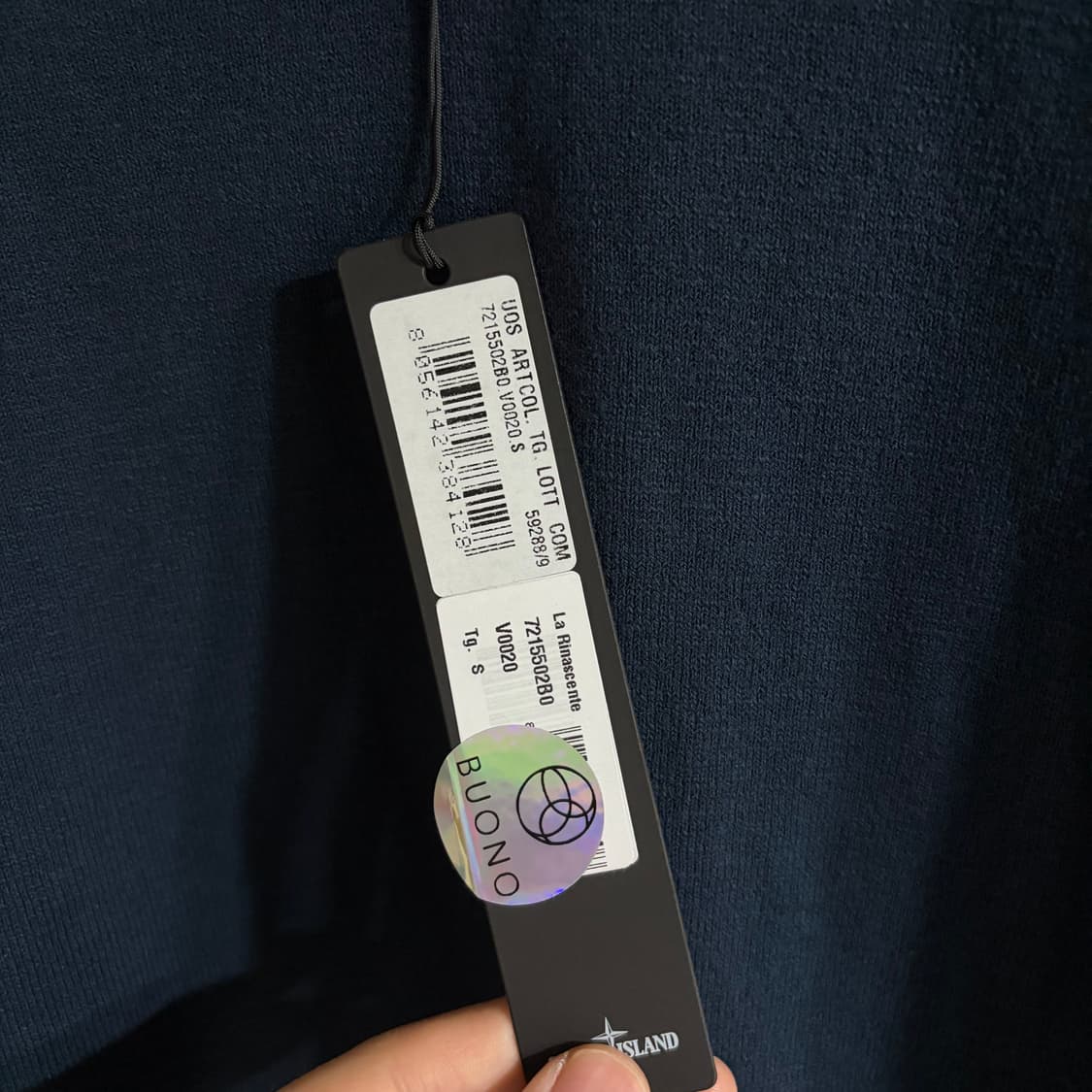 새상품(S)스톤아일랜드 와펜 라운드 니트 네이비 상품이미지3