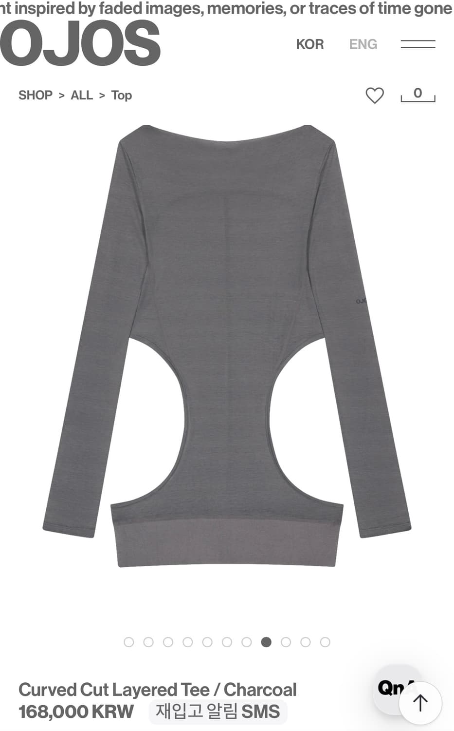 OJOS Curved Cut Layered Tee (Charcoal) 상품이미지4