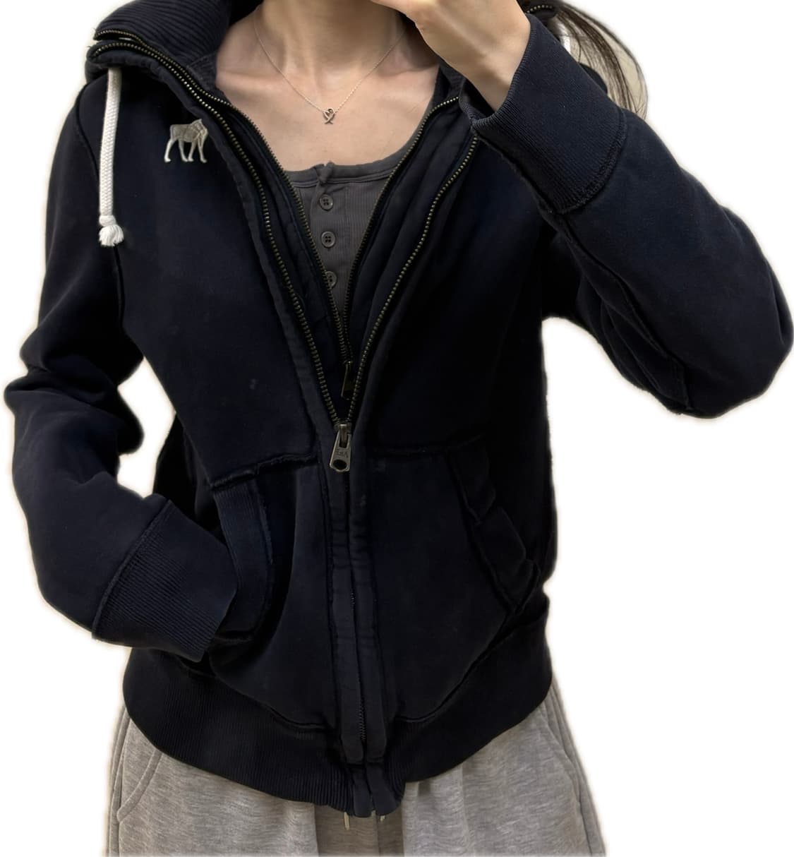 아베크롬비 하이넥 투지퍼 집업 네이비 S 상품이미지2