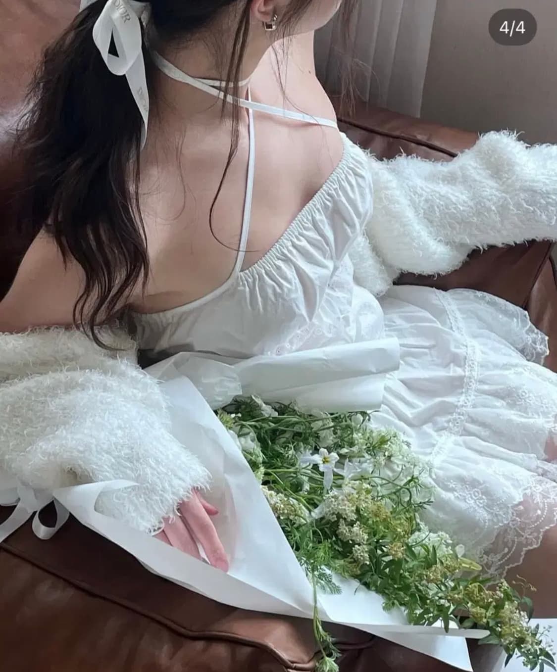 드라이로즈 스노우플레이크 퍼 볼레로 가디건 (화이트) 상품이미지4