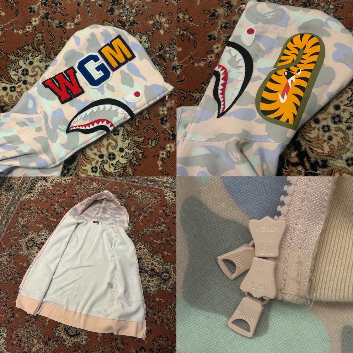 베이프 파스텔 멀티카모 샤크 후드집업 (S) 원피스 핑크카모 상품이미지4