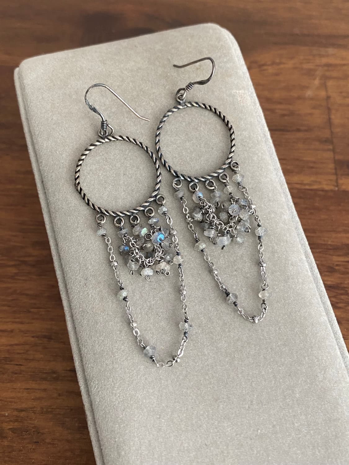 래브라도라이트 실버 후크귀걸이(925,미착용) 상품이미지2