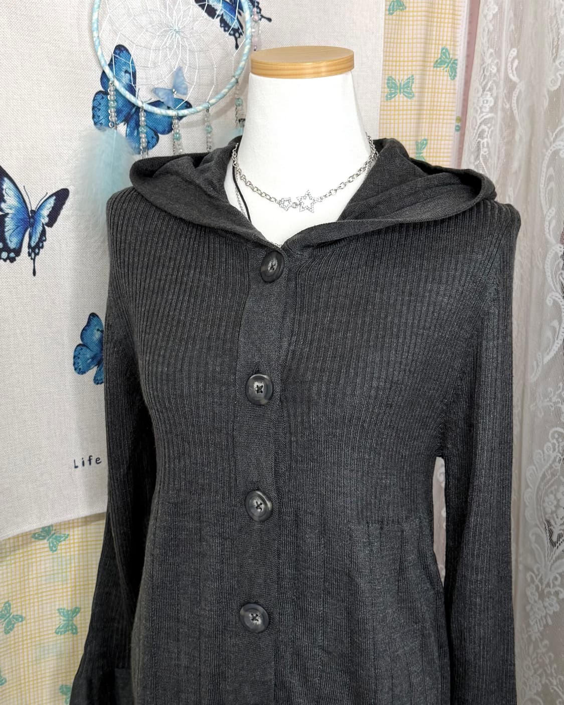 그레이 후드 가디건 상품이미지3