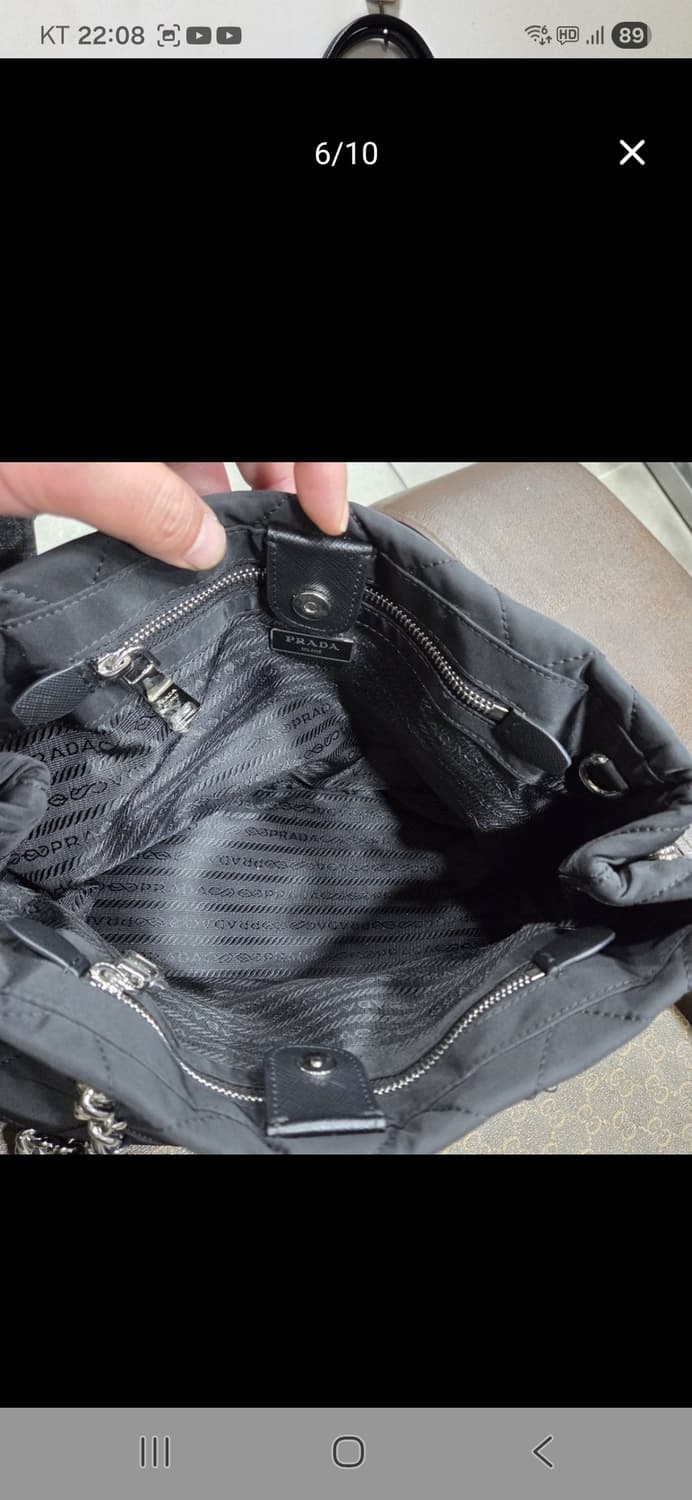 프라다 은장 체인 퀄팅 숄더 상품이미지6