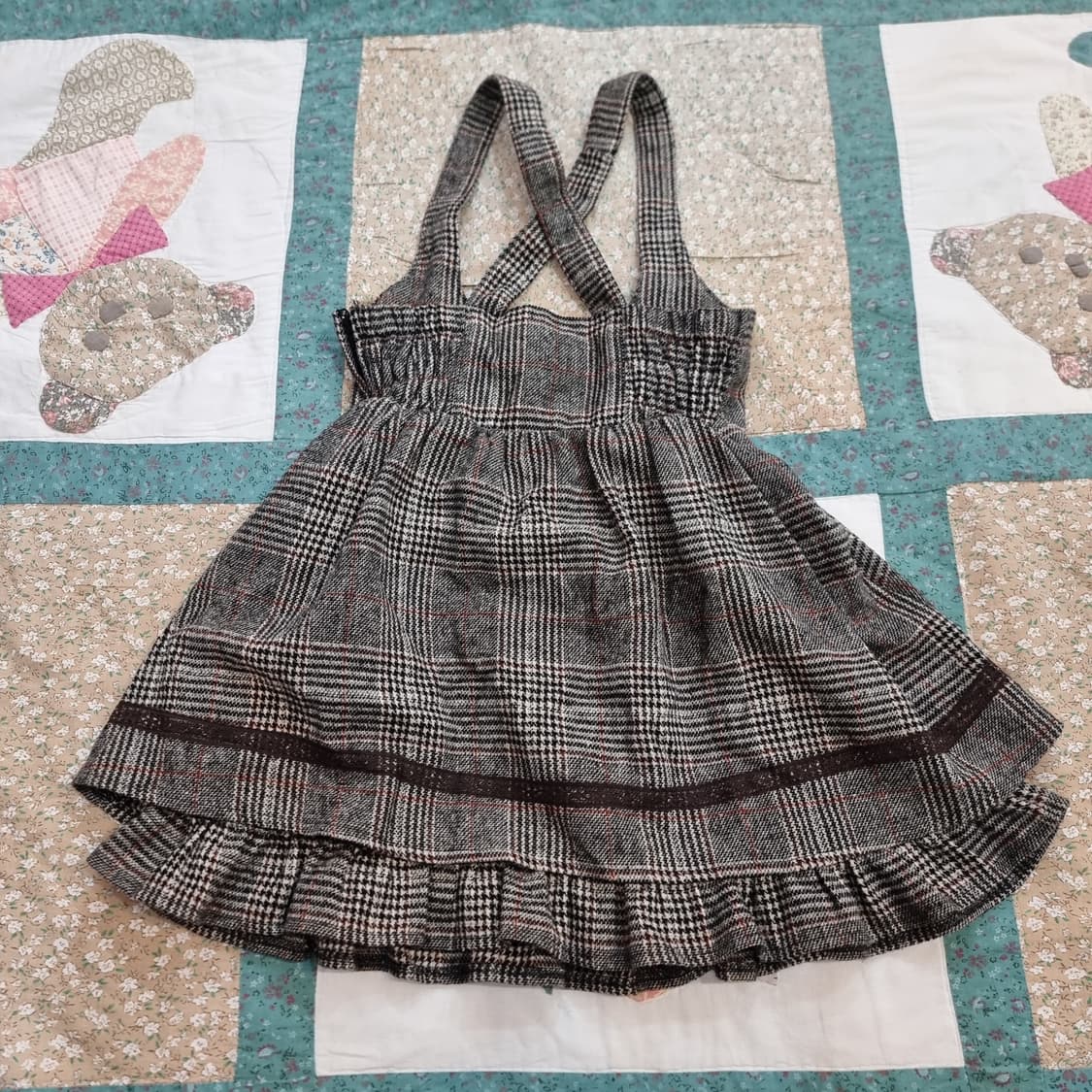 Tralala(트랄라라) 빈티지 체크 멜빵 원피스 상품이미지5