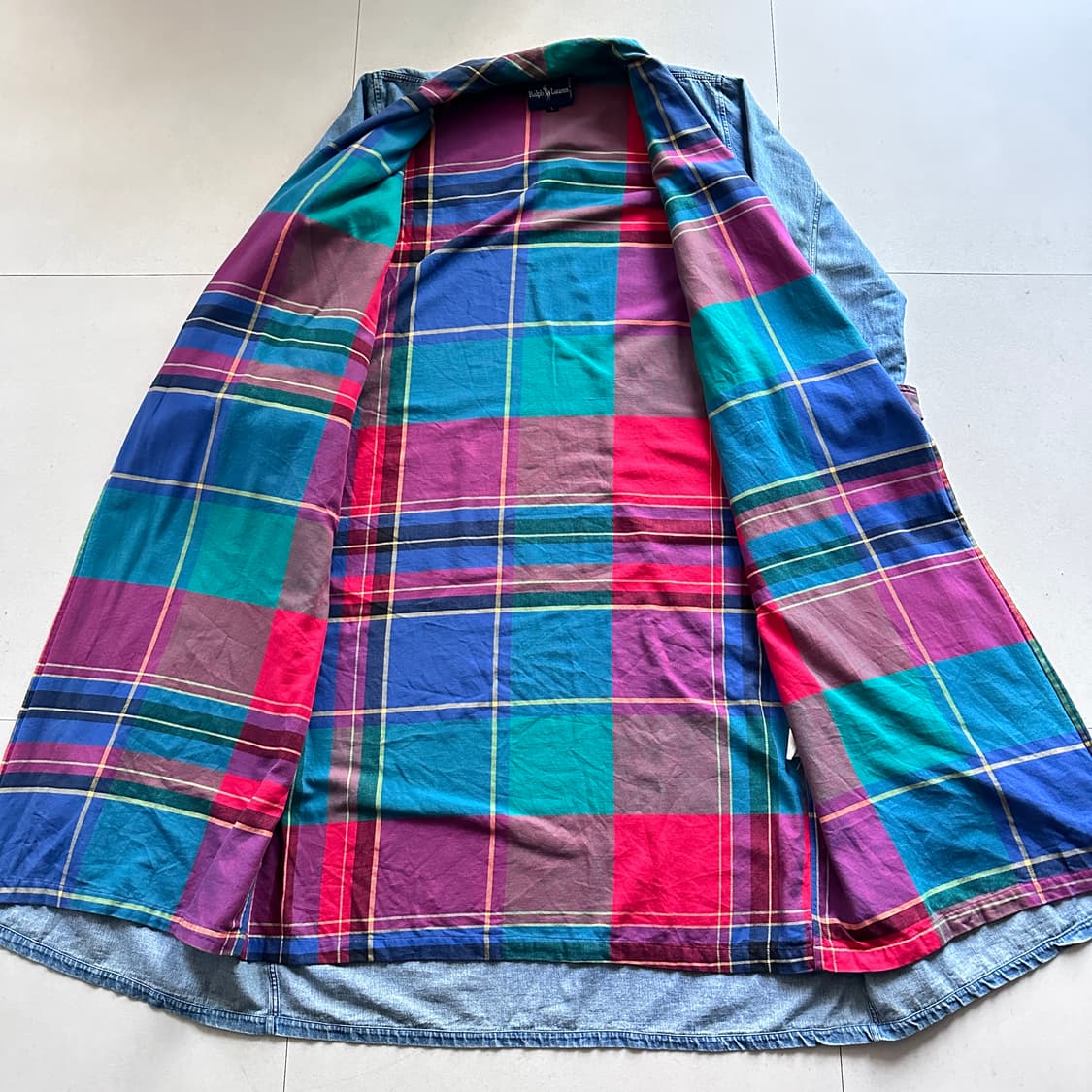 80s 폴로 랄프로렌 미국산 데님 로브 코트 L MADE IN USA 상품이미지6