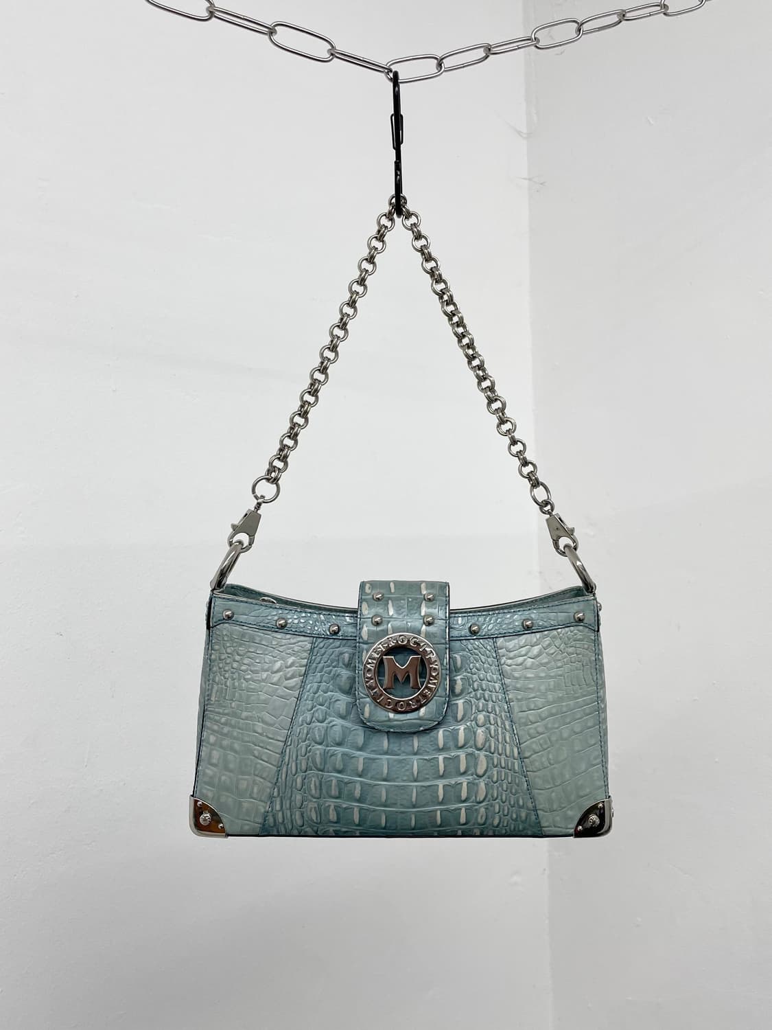 메트로시티 민트 크로커다일 은장 체인백 *레어 상품이미지2