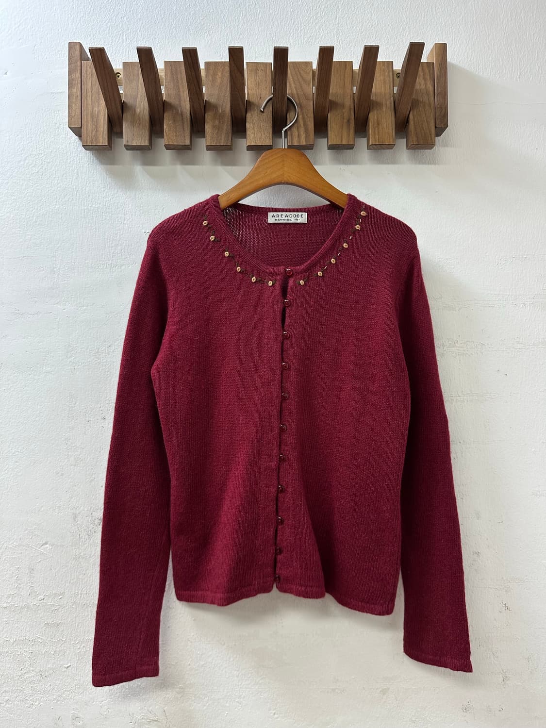 일본빈티지 린넨 앙고라 혼방 플라워 자수 니트 가디건 상품이미지1