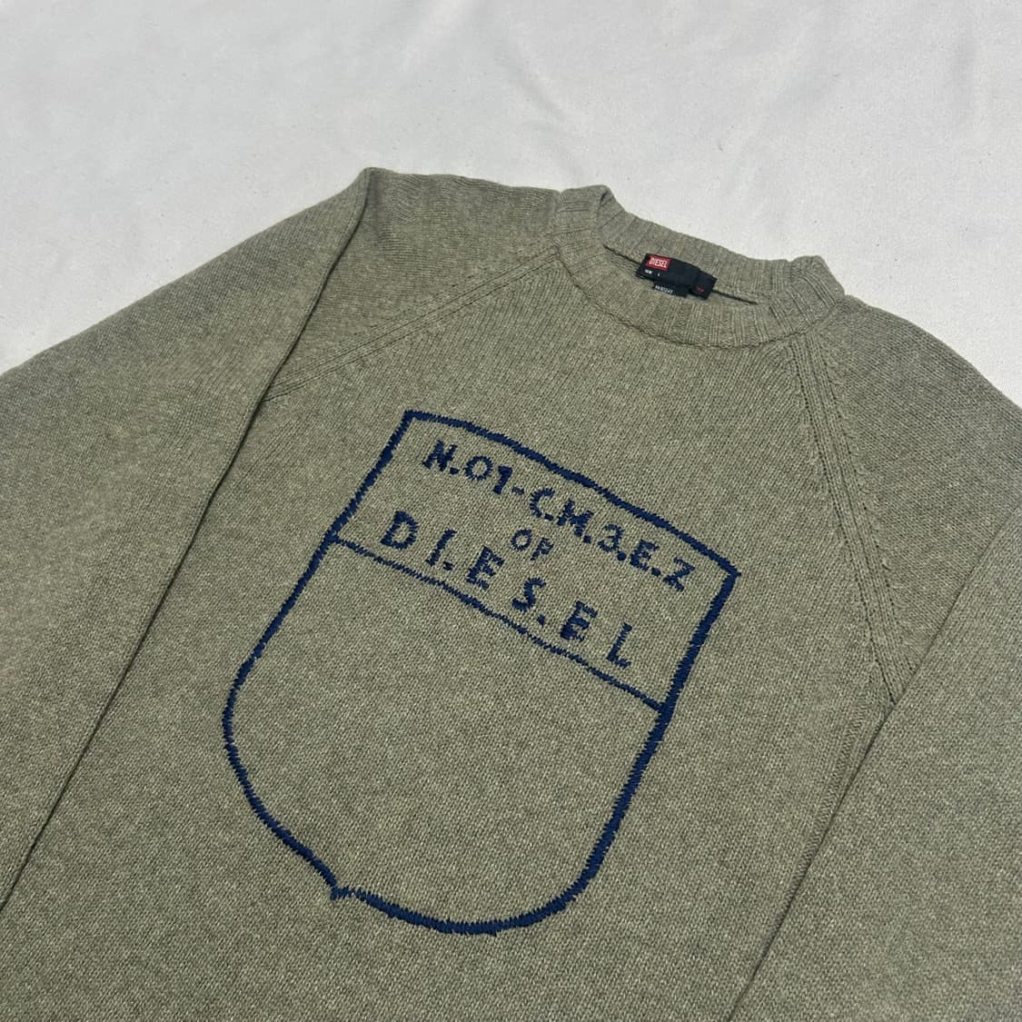 L 디젤 로고 그래픽 그린 울 니트  상품이미지1