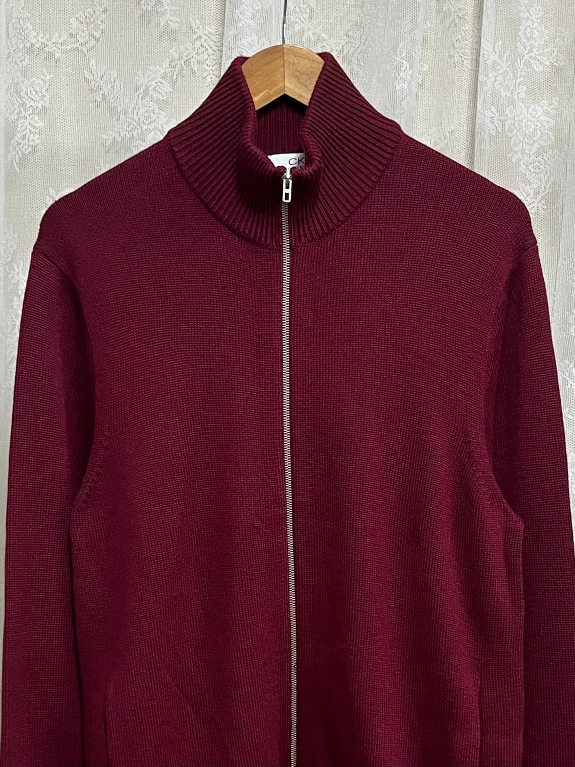 L) 캘빈클라인 CK 니트 집업 버건디 상품이미지3