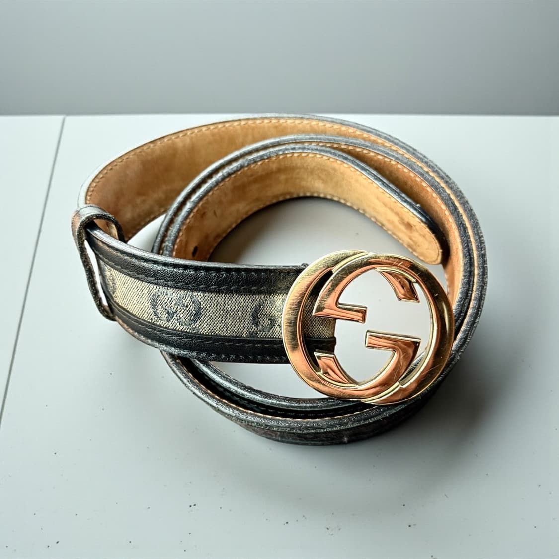 구찌 GG로고 자가드 금장 벨트 상품이미지3