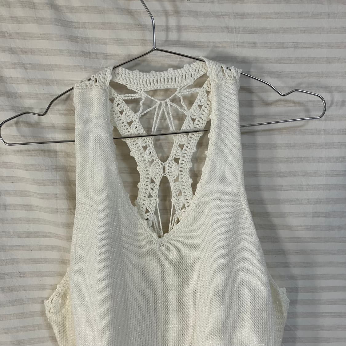 빈티지 아이보리 펄 니트 나시 o-1002 y2k 스트릿 갸루 펑키 일본 상품이미지3