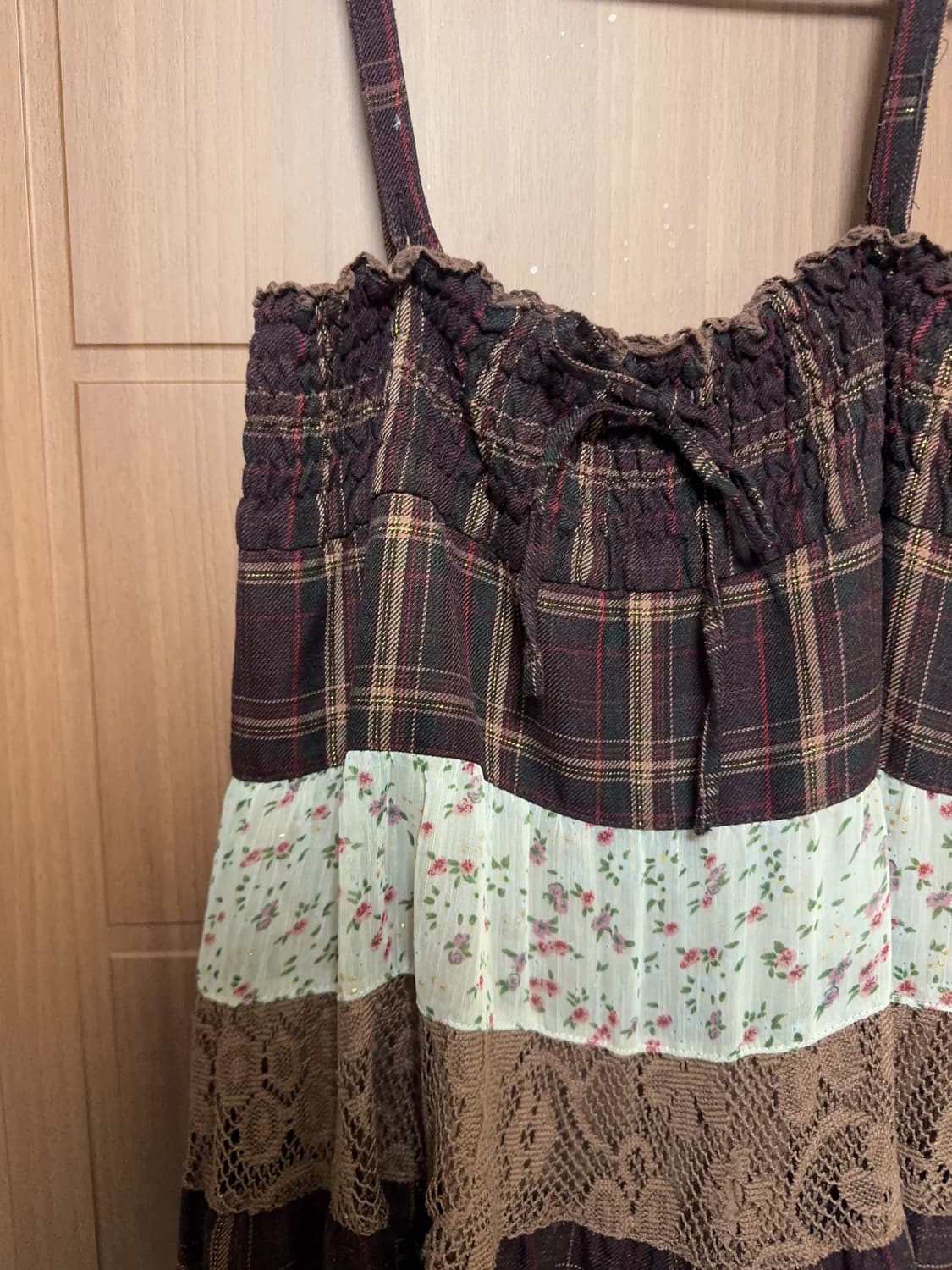 모리걸 하구미 일본 빈티지 패치워크 잔꽃 레이스 원피스 패치스커트 상품이미지2