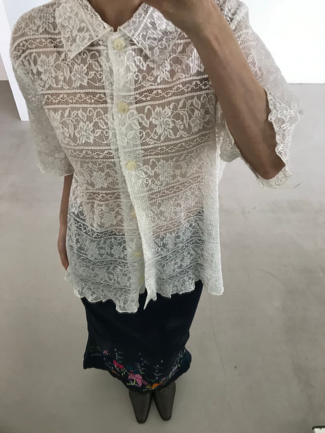 vintage lace pattern shirts 상품이미지2