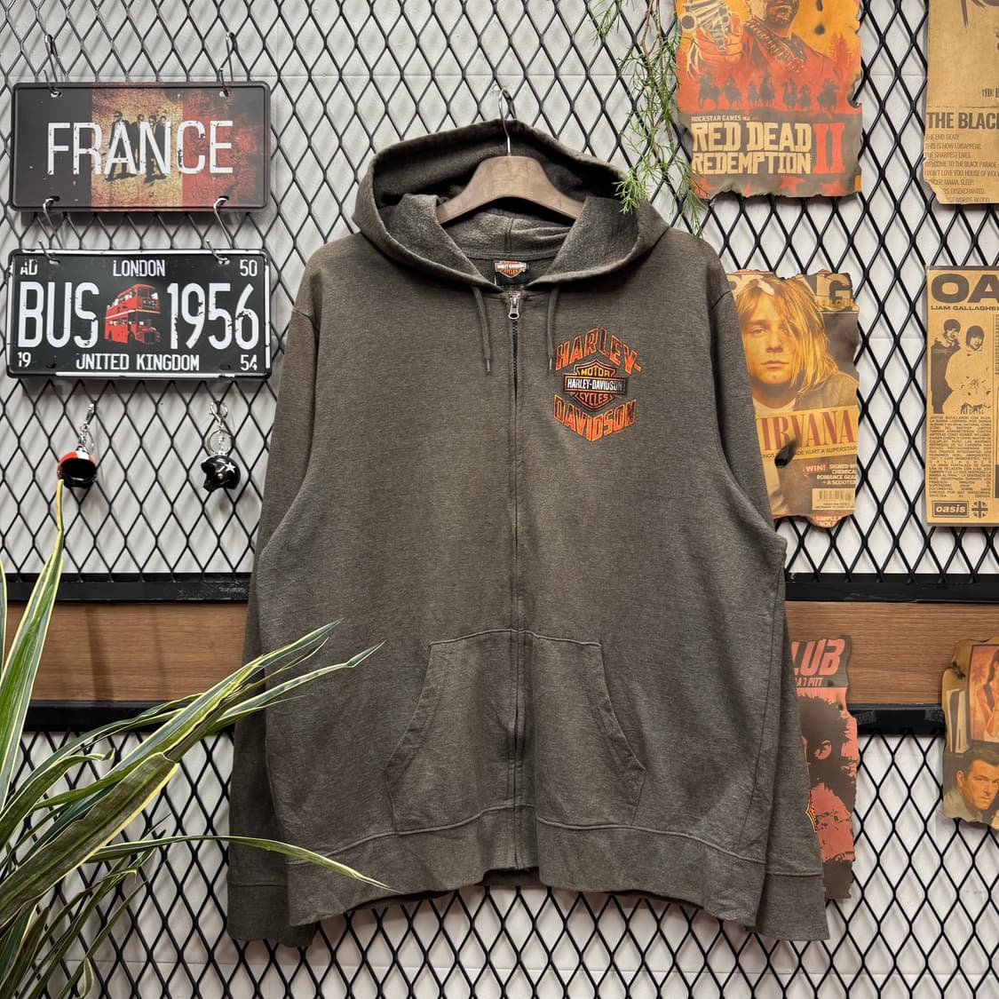 할리데이비슨 후드 집업 후면 아우터 뱅크스 해적 프린팅 포인트 차콜 상품이미지2