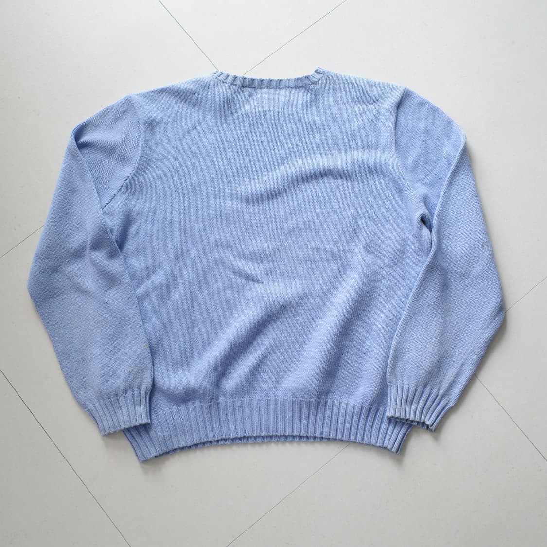 90s 폴로 랄프로렌 정품 코튼 니트 스카이블루 M 상품이미지7