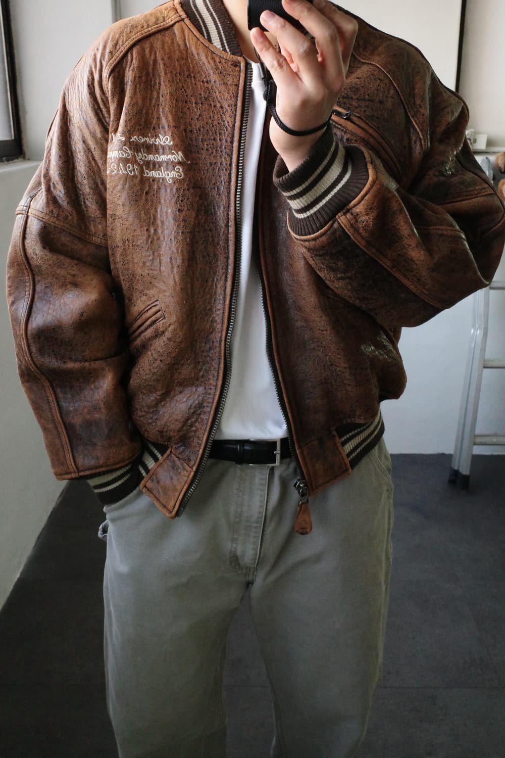 90s 아비렉스 아이콘 레더 바시티 자켓 상품이미지3