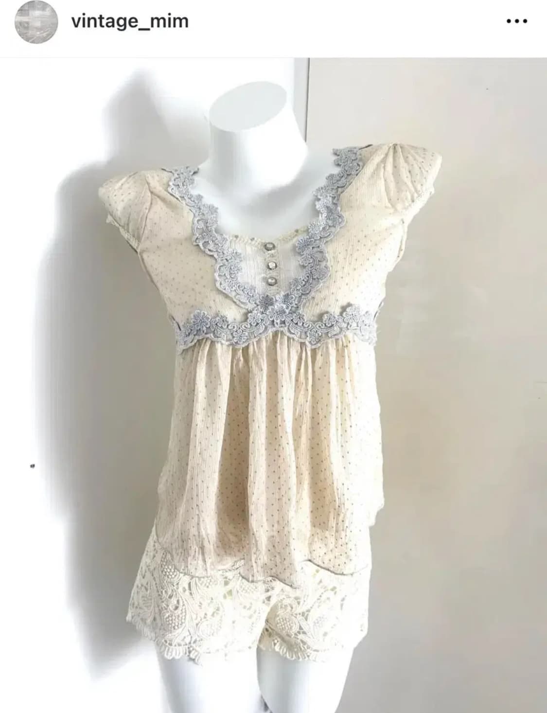 빈티지 밈 mim 반팔 레이어드 레이스 블라우스 페어리 갸루 상품이미지3