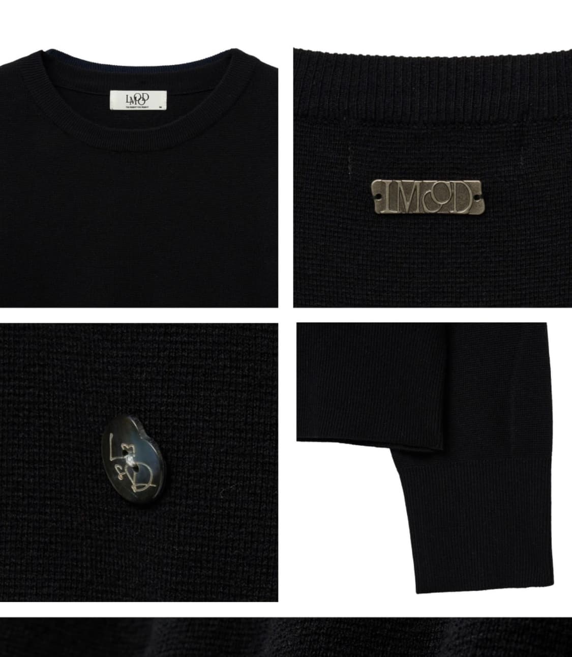 엘무드 밀라노 울 코튼 라운드넥 풀오버 니트 블랙 상품이미지2