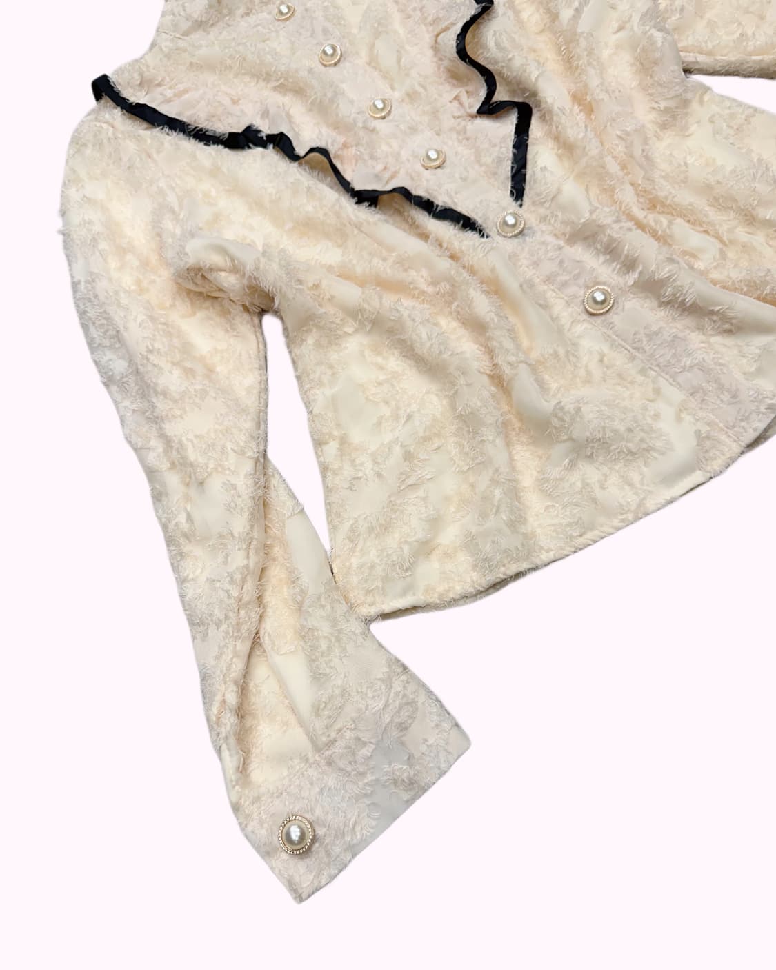 flower fur pattern ruffle blouse 상품이미지2
