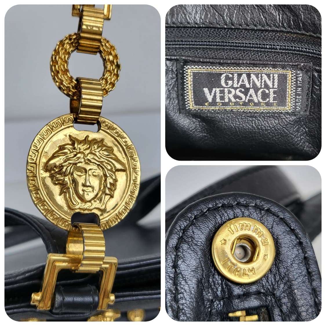 정품 베르사체 빈티지 블랙 레더 체인 숄더백 상품이미지9