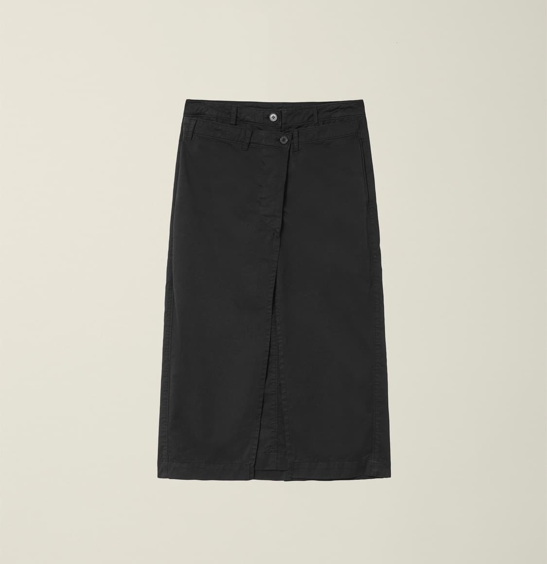 누마레 더블 웨이스트 코튼 스커트 - 블랙 상품이미지1