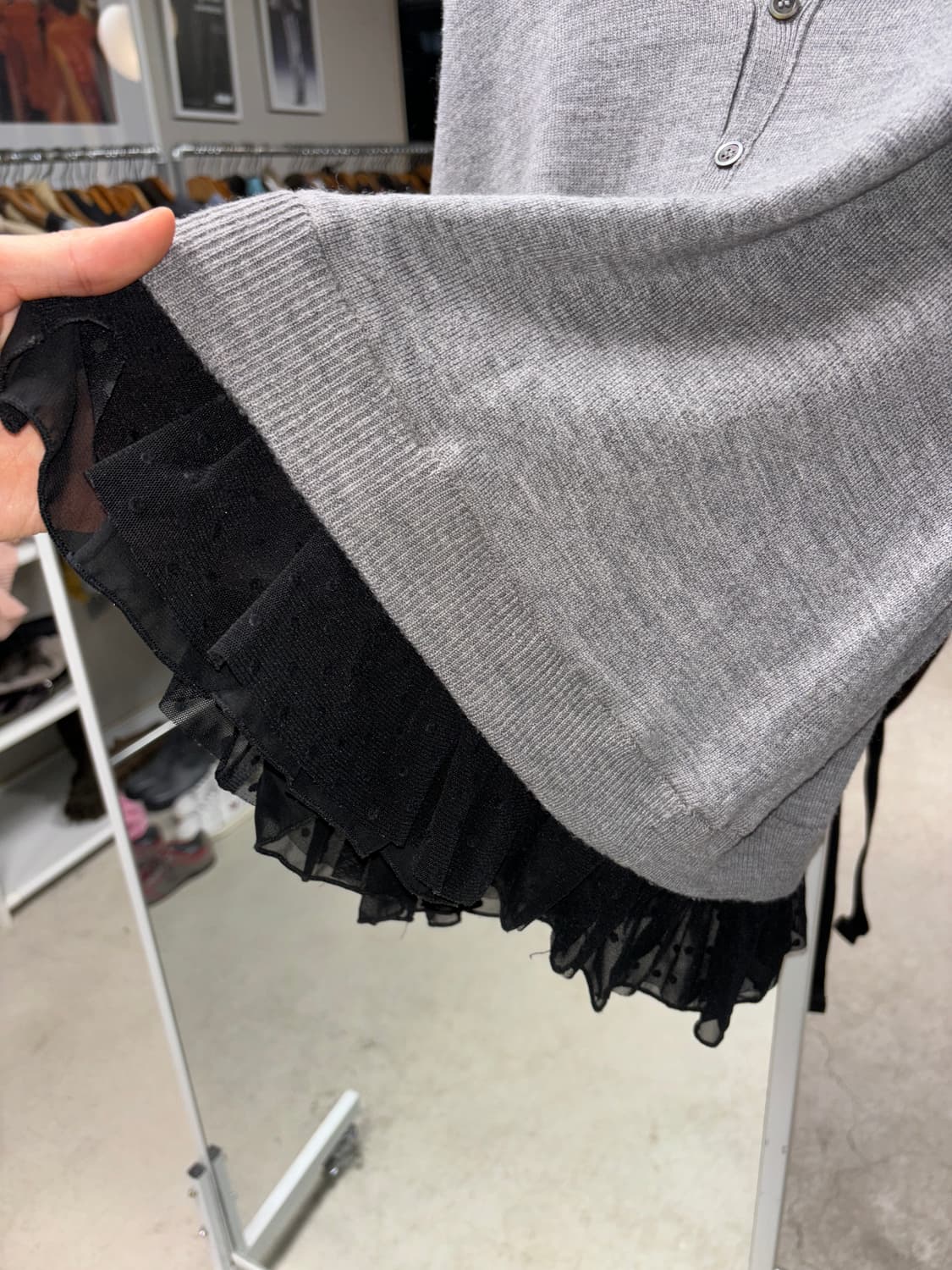 스나오 쿠와하라 도트 프릴 가디건 상품이미지3